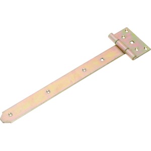 Cerniera a T pesante zincata gialla 500 mm x 37 mm per fissaggi di porte e cancelli.