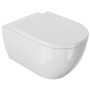 WC sospeso t.b.t. bianco moderno con coperchio chiuso.