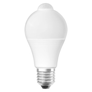 Lampadina LED E27 t.b.t. bianca con sensore di movimento.