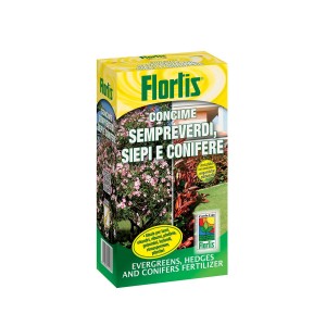 Confezione di fertilizzante per siepi Florlis per siepi sempreverdi e conifere.