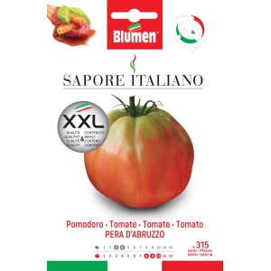 Semi per pomodoro 'Pera d'Abruzzo' (cuore di bue). Sementi XXL per coltivare ortaggi in giardino.