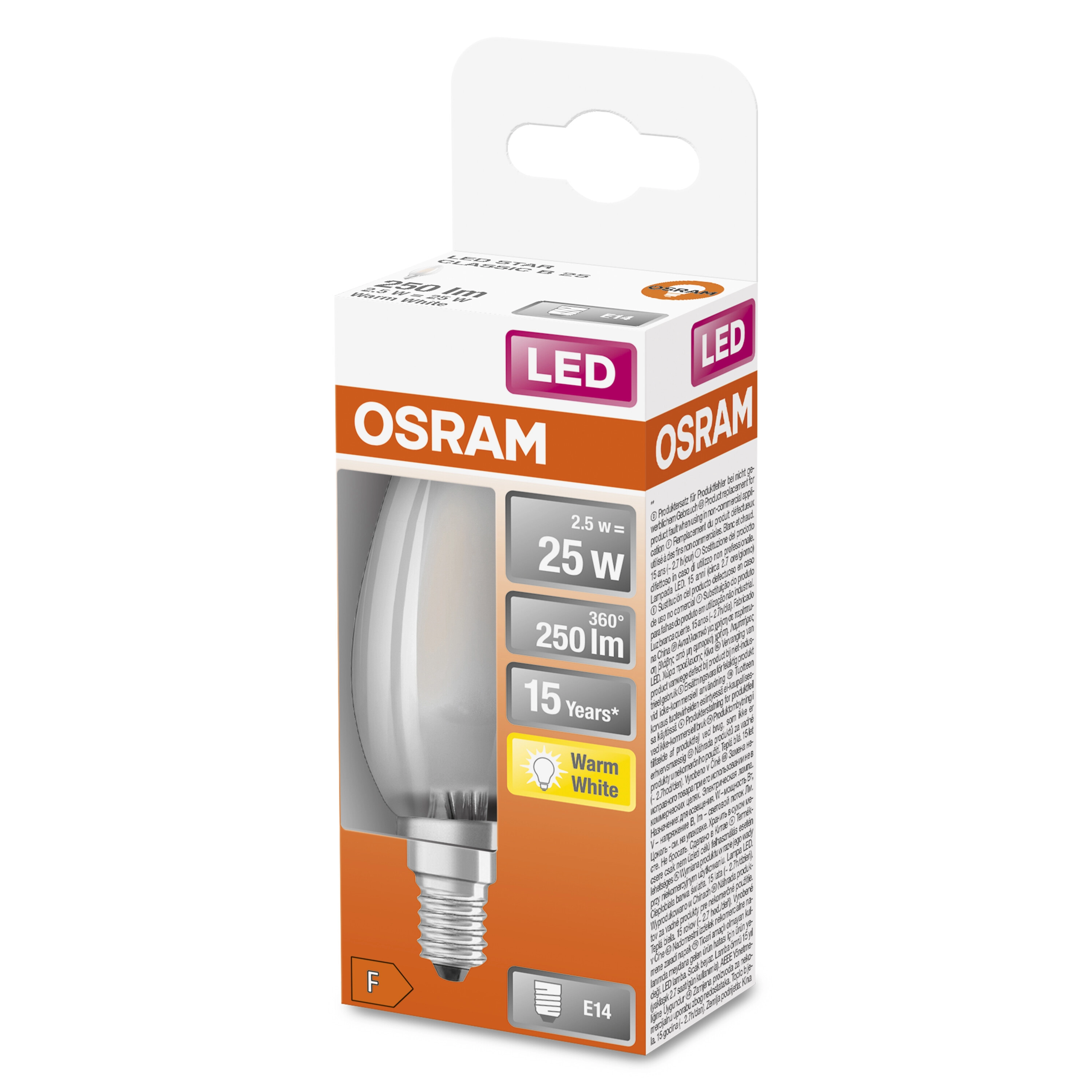 3 LAMPADINE LED E14 =40W CANDELA SMERIGLIATA LUCE NATURALE