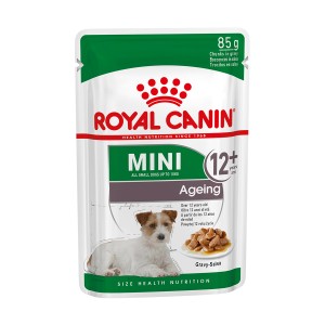 Royal Canin Mini Ageing 12+ alimento umido per cani anziani di piccola taglia, confezione da 85g.