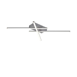 Plafoniera LED moderna t.b.t. con design color argento per montaggio a soffitto.