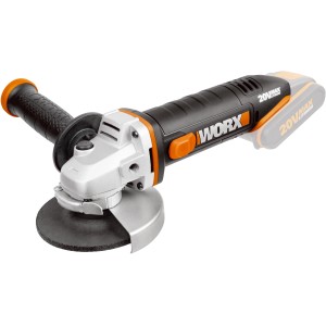 Worx Smerigliatrice angolare a batteria WX800.9 PowerShare 20 V Solo con impugnatura ausiliaria e disco abrasivo.