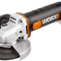 Worx Smerigliatrice angolare a batteria WX800.9 PowerShare 20 V Solo con impugnatura ausiliaria e disco abrasivo.