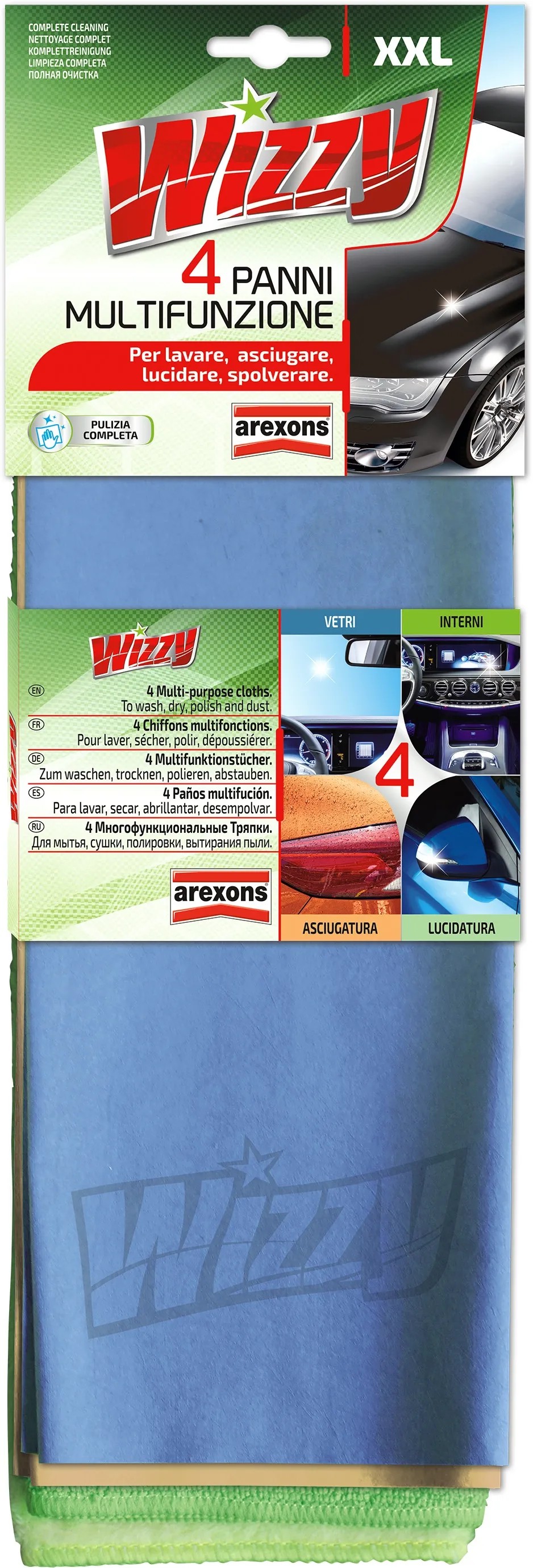 Kit 4 Panni Multifunzione Arexons - Per Pulizia Auto, Vetri, Interni E Lucidatura - Foto 8