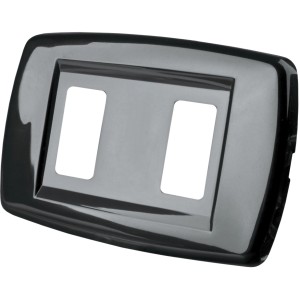 Placca t.b.t. nera doppia per interruttori e prese.