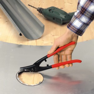 LUX pinza per fori 250 mm taglia un foro in lamiera. Manici rossi, utensile per artigiani.