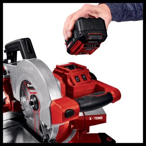 Troncatrice a batteria Einhell Power X-Change TE-MS 18/210 Li Solo con batteria. Sega compatta per legno, plastica e altro.