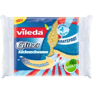 Vileda Glitzi Spugna Cucina confezione da 2: Antibatterica, antigraffio e super assorbente.