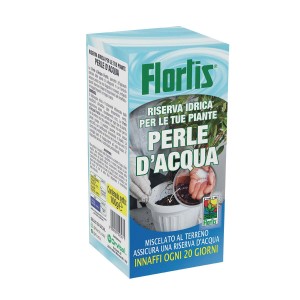 Confezione Florlis Perle D'Acqua per terricci, additivo per terriccio per ritenzione idrica.