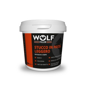 Secchio di stucco Wolf Filler, adatto per riparazioni e stuccature di pareti.