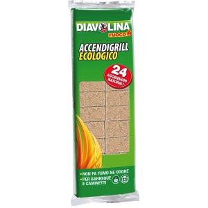 Diavolina Accendigrill ecologico per barbecue e caminetti, 24 pezzi.