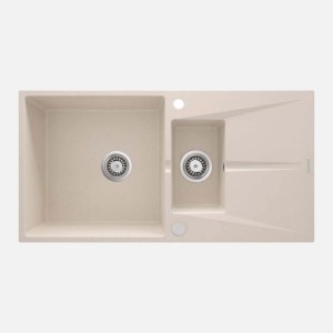 Lavello 1 vasca e mezza gocciolatoio Idrostile Bayamo 500x215 mm beige