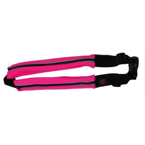 Marsupio da corsa t.b.t. rosa con cerniere e cinturino regolabile.