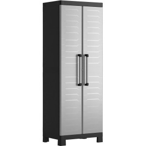 Armadio alto in plastica Keter Detroit, grigio chiaro con maniglie in alluminio. Sistema di scaffalature per interni.
