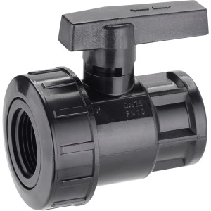 Valvola a sfera nera per irrigazione interrata.