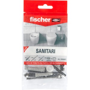 Kit di fissaggio sanitario Fischer per WC e bidet. Tasselli e viti in set.