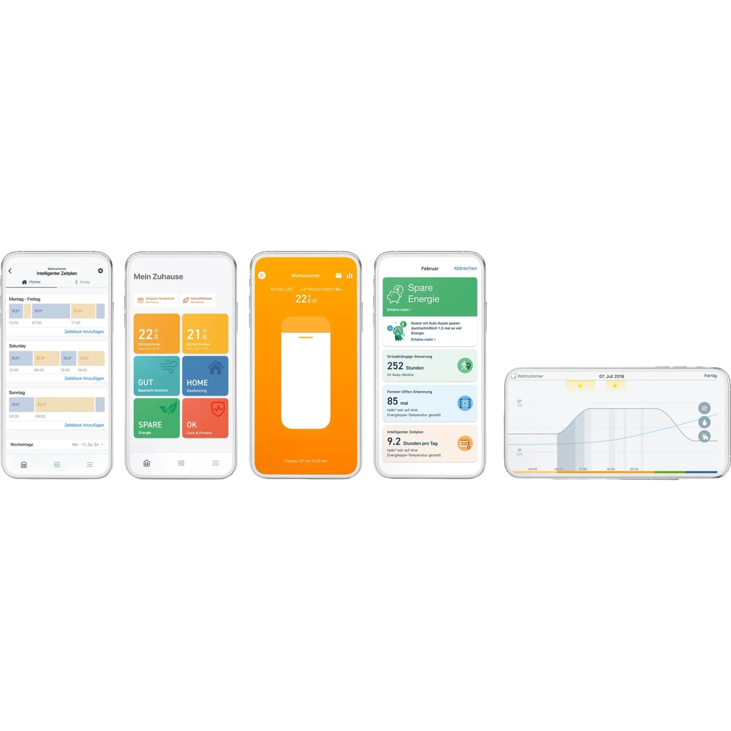 Screenshot dell'app tado° per lo Smart Thermostat Starter Kit V3+ per il controllo del riscaldamento e del riscaldamento a pavimento.