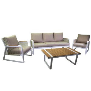 Salotto da giardino Idaho in alluminio con cuscini bianco 3 posti