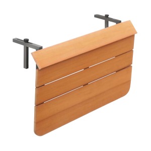 t.b.t. mobile da balcone in legno con supporti grigi.