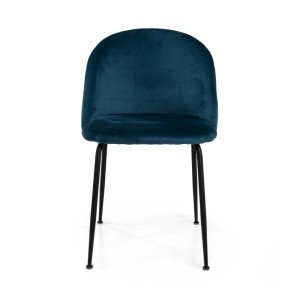 Sedia imbottita Sammi in velluto blu con struttura nera 50x57h77,5 cm