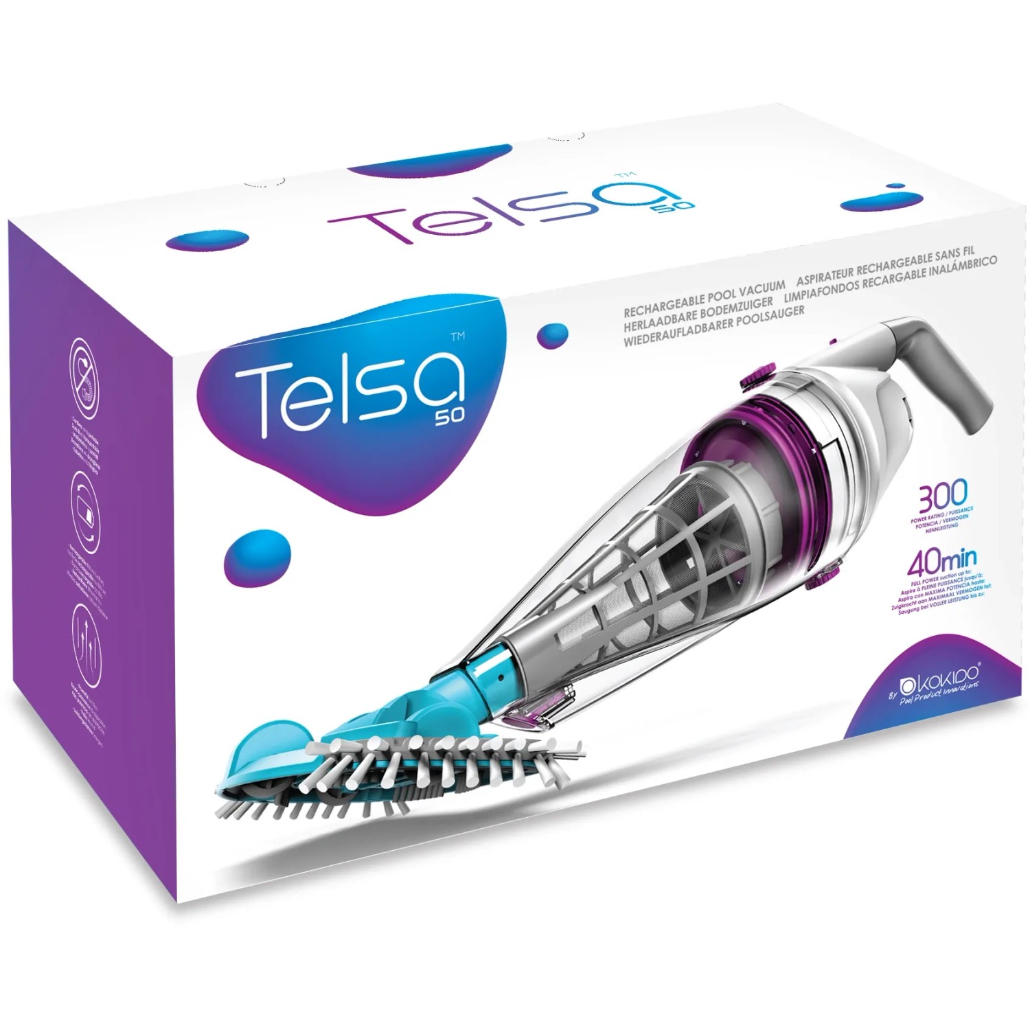 Telsta 50 aspiratore per piscina a batteria nella scatola. Pulitore ricaricabile per piscina.