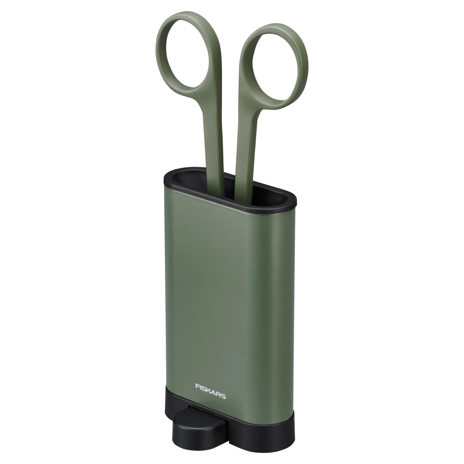 Cesoie per piante Fiskars con supporto, manici lunghi verdi. Ideale per tagli precisi.