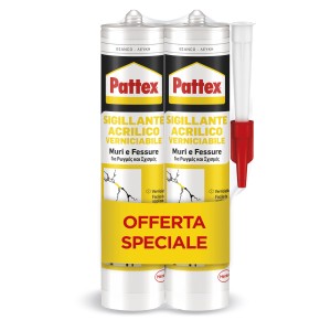 Doppia confezione di sigillante acrilico Pattex, bianco, per crepe e giunti. Ideale per interni.