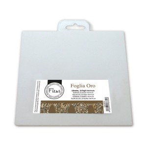Foglia Oro Fleur, 25 fogli oro 14x14 cm per pittura.
