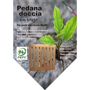 Griglia doccia in legno, accessorio per doccia, 57x57 cm