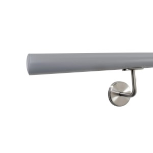 Corrimano grigio con staffa in acciaio inox per scale e ringhiere.