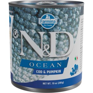 t.b.t. Alimento umido per cani con merluzzo e zucca in lattina.