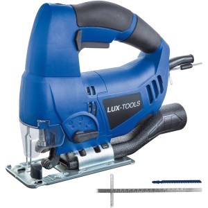 Seghetto alternativo LUX STS-550/65 blu con accessori come guida parallela e lama.