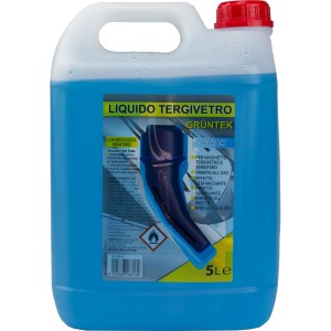 Tanica di liquido lavavetri blu. Cura auto per una visione chiara.