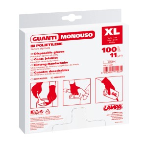 Guanti monouso XL, 100 pezzi, in polietilene per accessori interni auto.