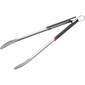 Pinze per grill Jamestown in acciaio inox con manico nero e occhiello per appenderle.