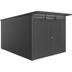 Casetta da giardino in metallo Biohort AvantGarde ECO Gr. A8 grigio scuro metallizzato con porta standard.