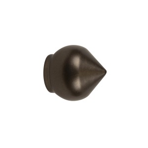 Terminale per bastone per tende, t.b.t., a forma di cono e di colore scuro.