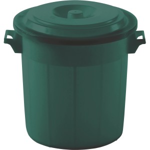 Cestino t.b.t. verde con coperchio e maniglie.
