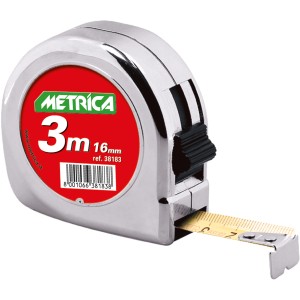 Metro a nastro METRICA, 3 m, cromato, per misurazioni precise.