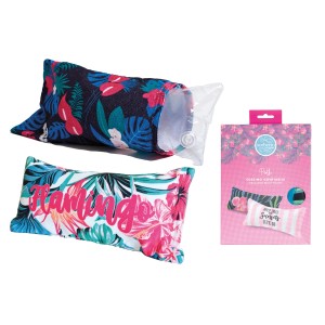 t.b.t. Accessorio piscina: Cuscini gonfiabili con motivi tropicali e scritta fenicottero.
