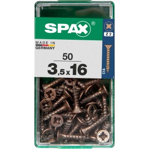 Viti per legno SPAX 3,5x16 mm, 50 pezzi in contenitore trasparente.