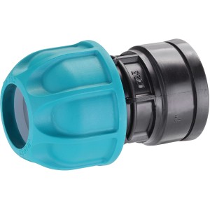 Connettore t.b.t. per irrigazione interrata, blu e nero.