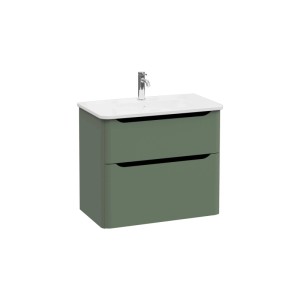 Mobile bagno base lavabo sospesa 2 cassetti Integra Round 80 cm matt green