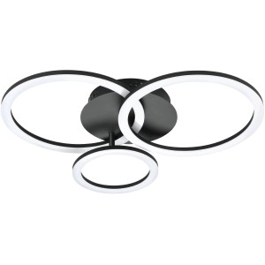 Moderna lampada da soffitto a LED Eglo Parrapos-Z, 54,5x44,5 cm, bianco e nero, con tre profili LED rotondi.