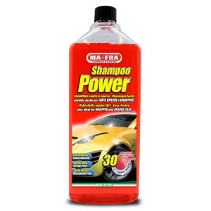 Shampoo Power MA-FRA per la cura dell'auto. Pulisce e protegge le superfici verniciate.