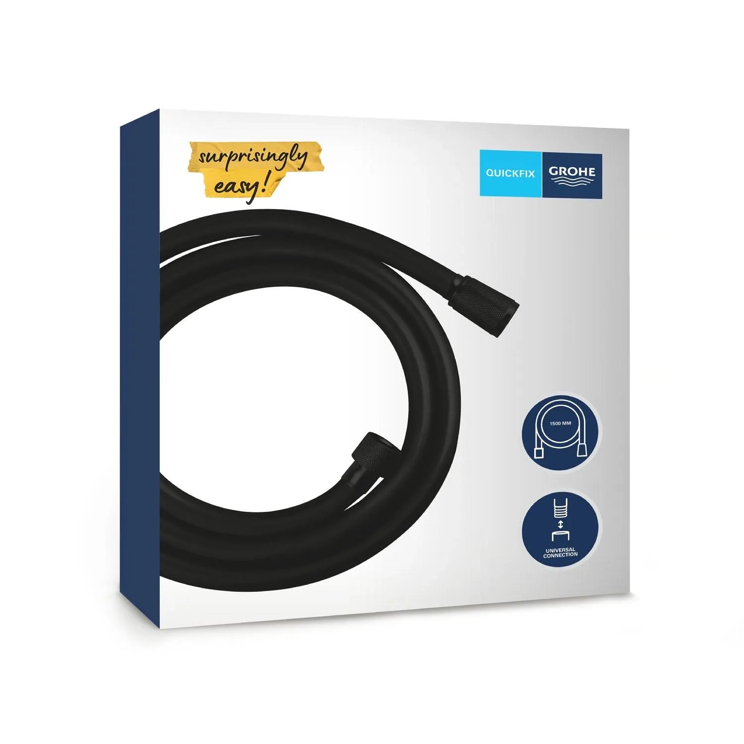 Grohe VitalioFlex Trend, flessibile doccia da 150 cm, anti-torsione, nero opaco.