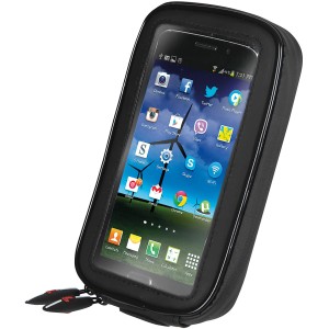 Custodia impermeabile nera per smartphone, accessorio per telefoni.